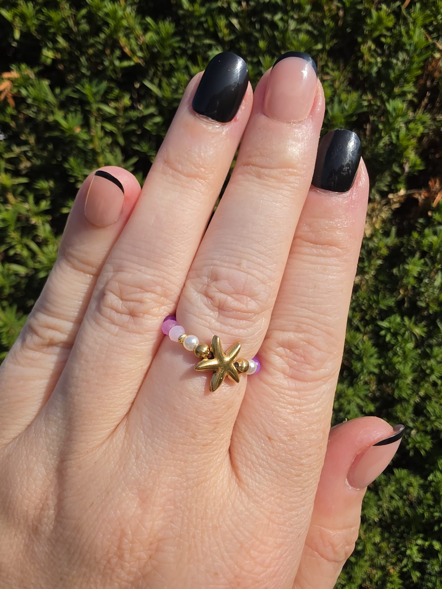 Perlenring Seestern Gold