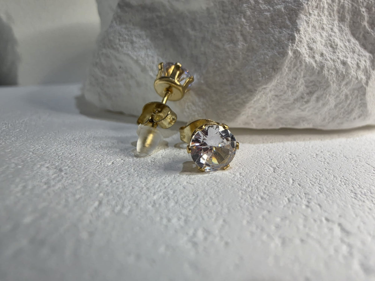Gold Ohrring Stecker Kristall Edelstahl