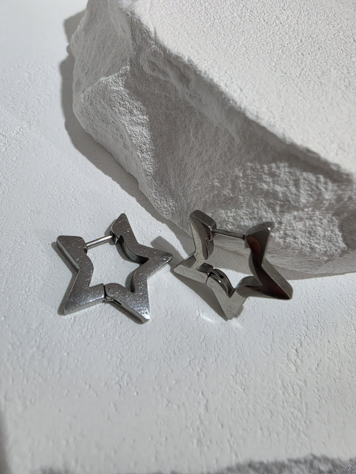 Silber Ohrring Creolen Stern Edelstahl