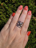 Silber Ring Mehrreihig Edelstahl – verstellbar