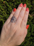 Silber Ring Blume Edelstahl – verstellbar