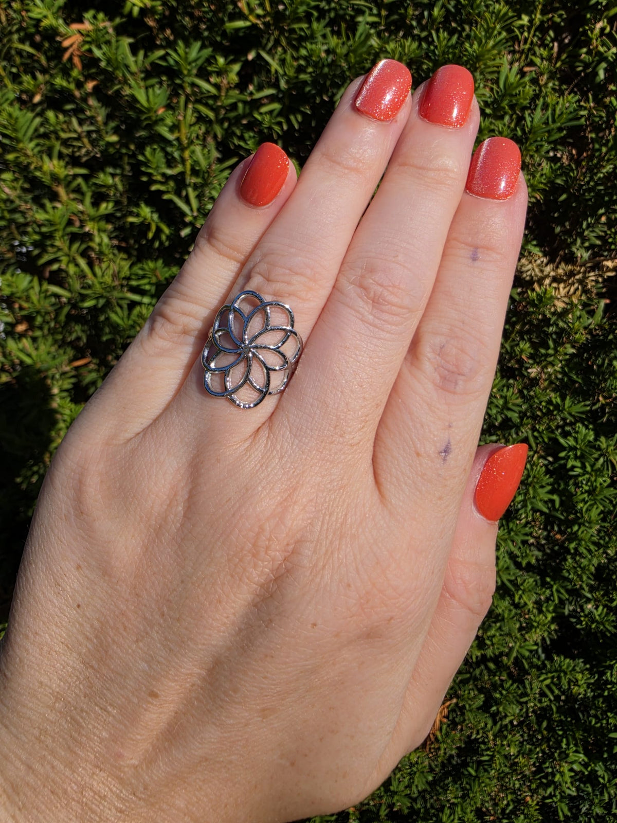 Silber Ring Blume Edelstahl – verstellbar