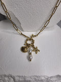Gold Kette Edelstahl Meeresschmuck Muschel Seestern Perle