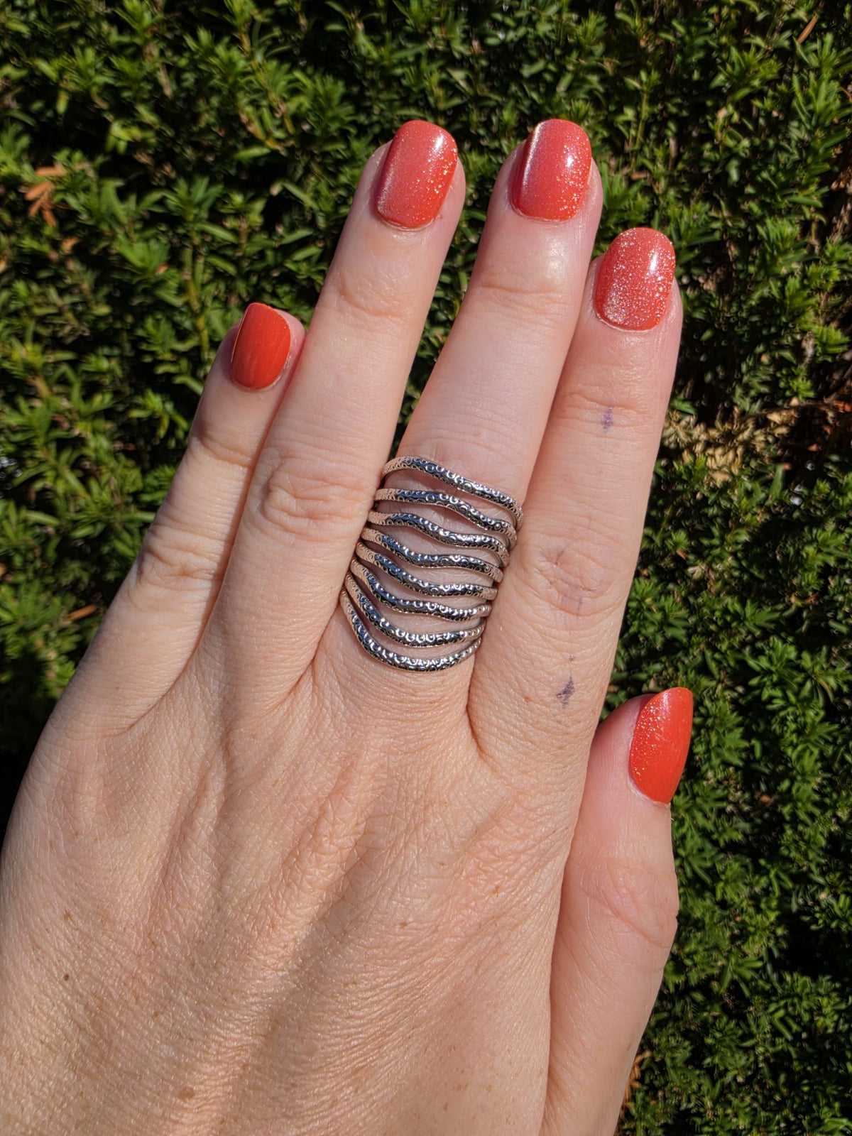 Silber Ring Wellen Edelstahl – verstellbar