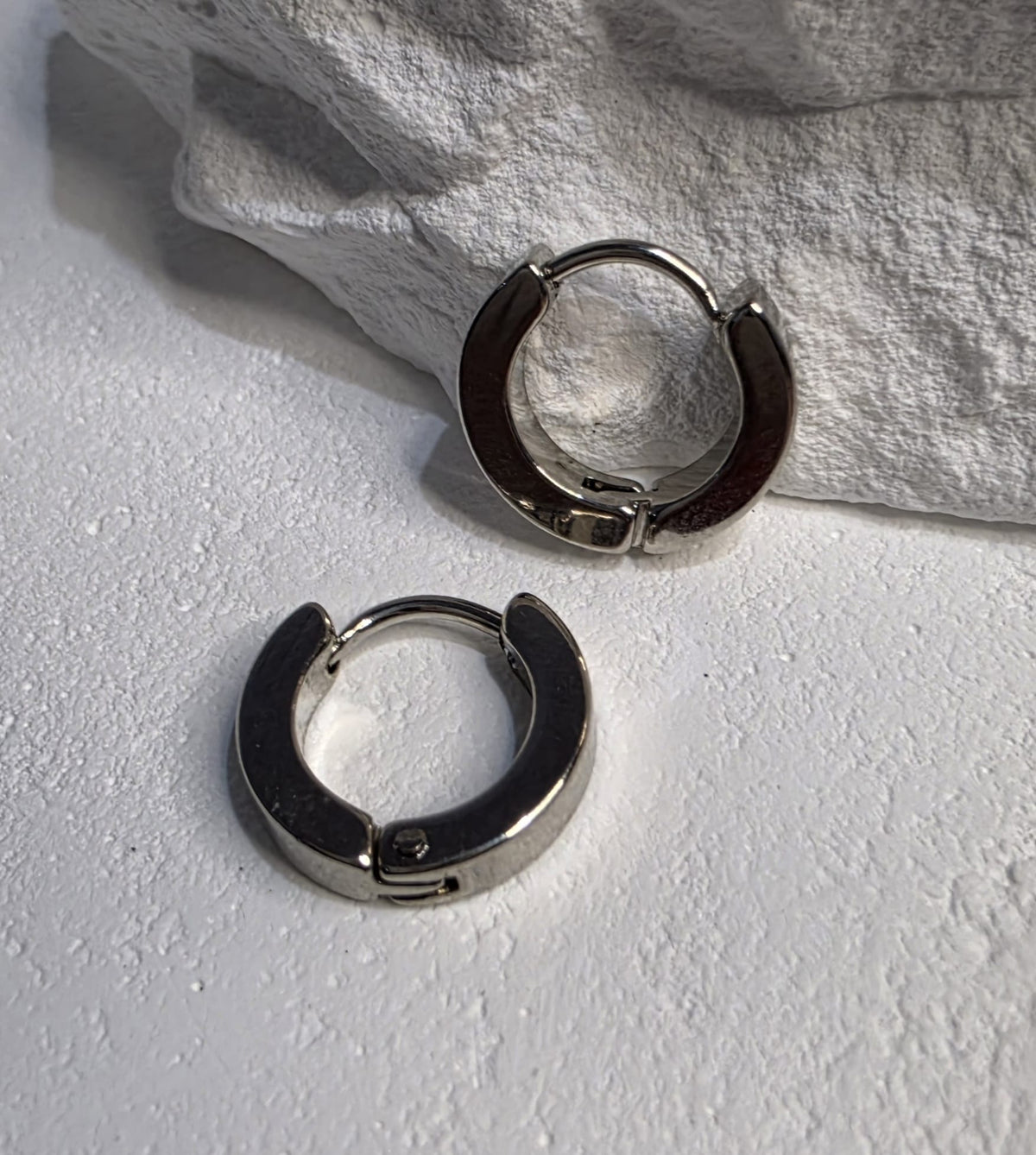 Silber Ohrring Creolen Rund Dick Edelstahl – Klein