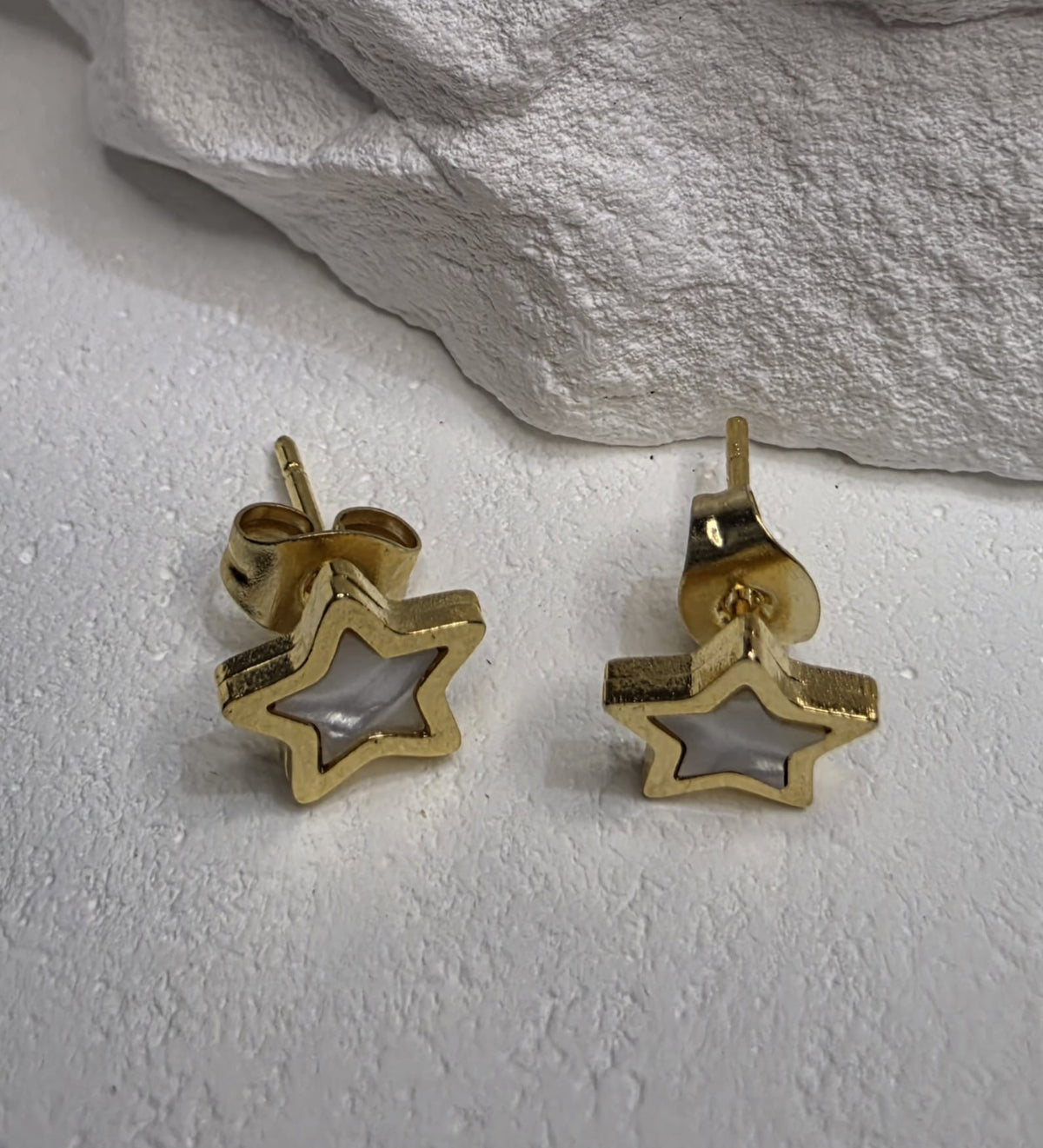 Gold Ohrring Stecker Stern Perlmutt Edelstahl