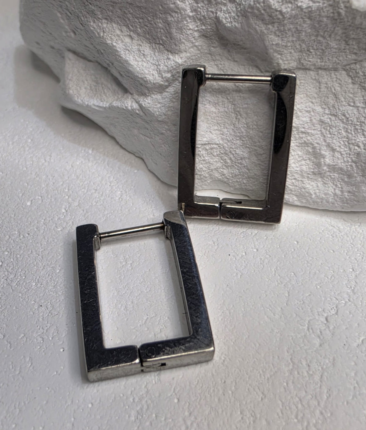 Silber Ohrring Creolen Quadrat Edelstahl