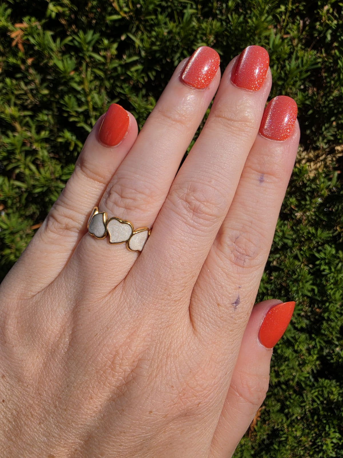 Gold Ring Herz Trio Edelstahl – verstellbar