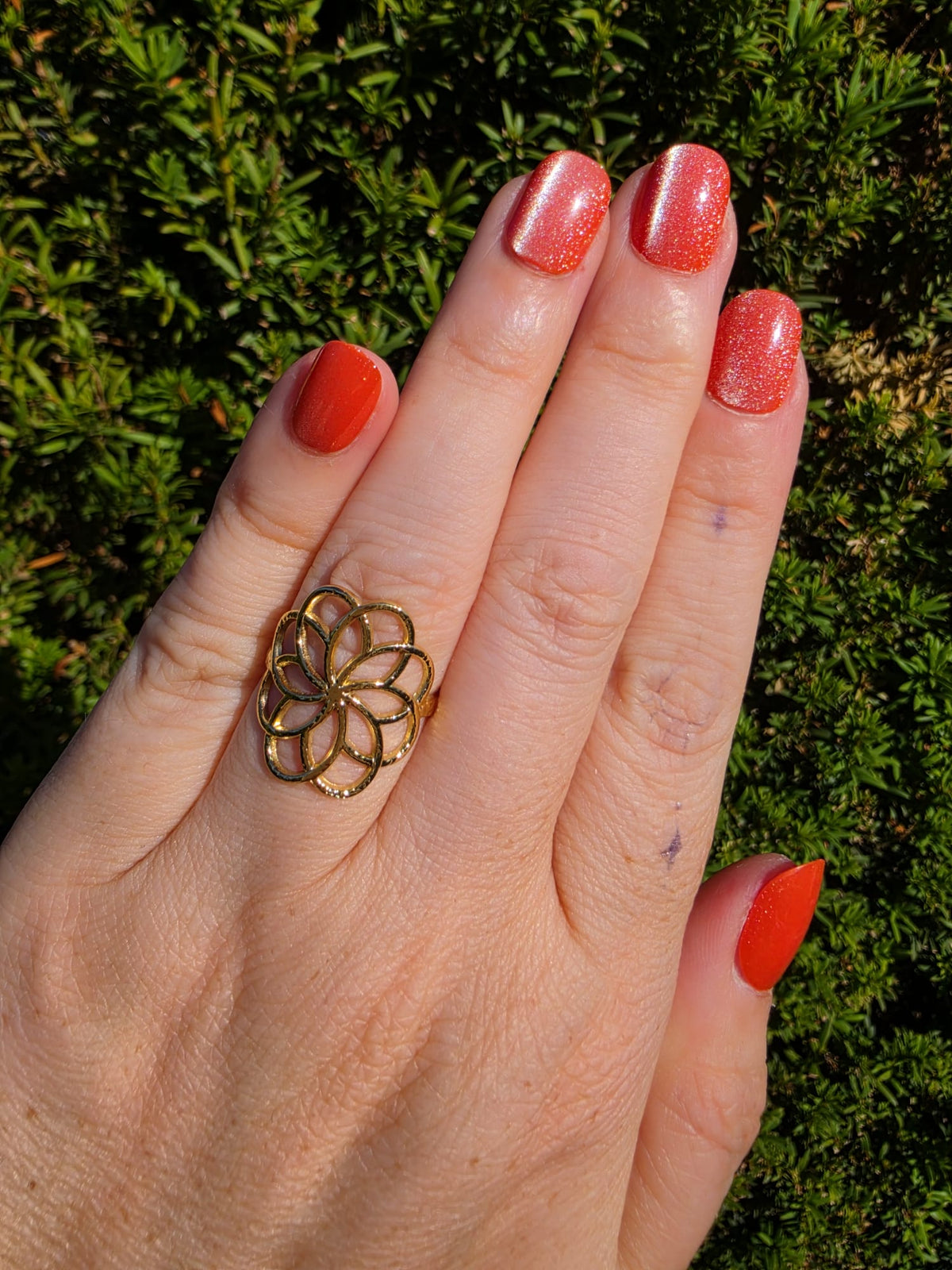 Gold Ring Blume Edelstahl – verstellbar