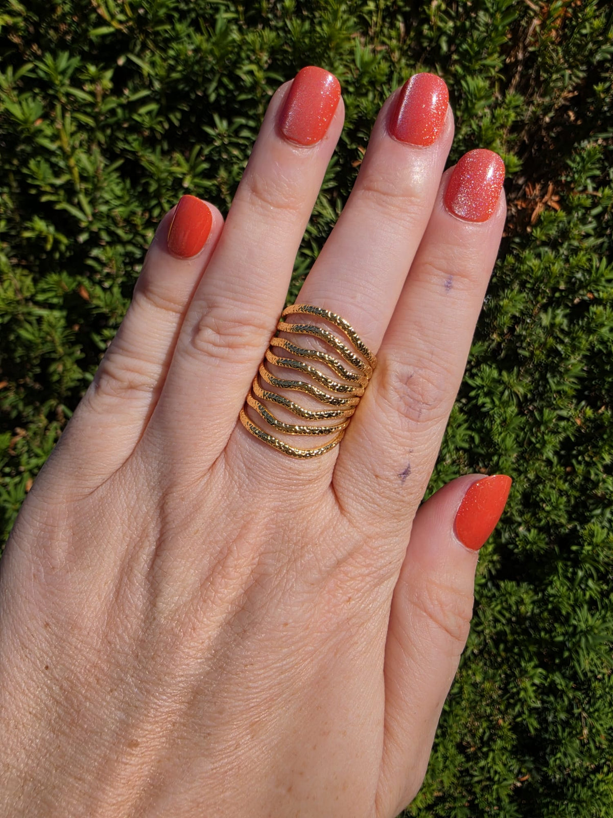 Gold Ring Wellen Edelstahl – verstellbar