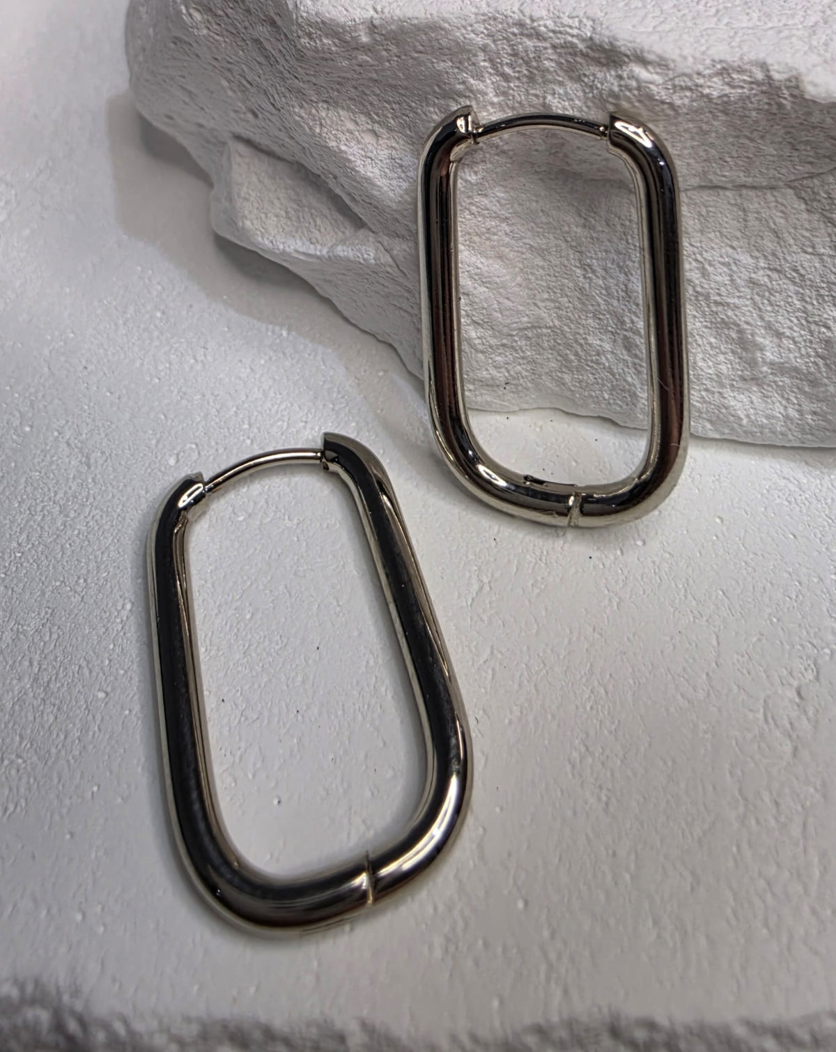 Silber Ohrring Creolen Eckig Edelstahl