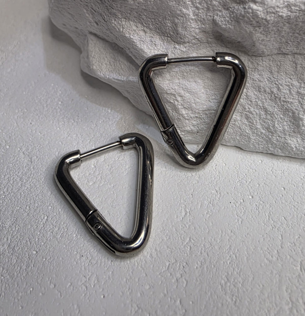 Silber Ohrring Creolen Dreieck Groß Edelstahl