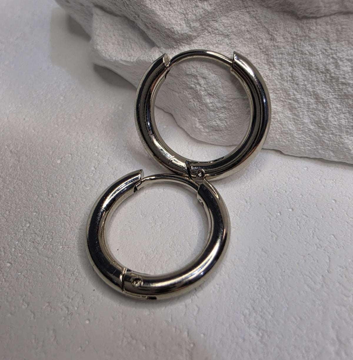 Silber Ohrring Creolen Glatt Edelstahl – Mittel