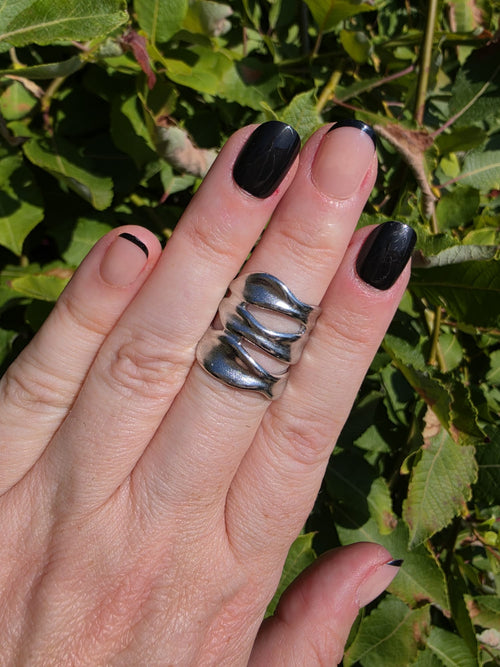 Edelstahl Ring Dreifach-Wellen