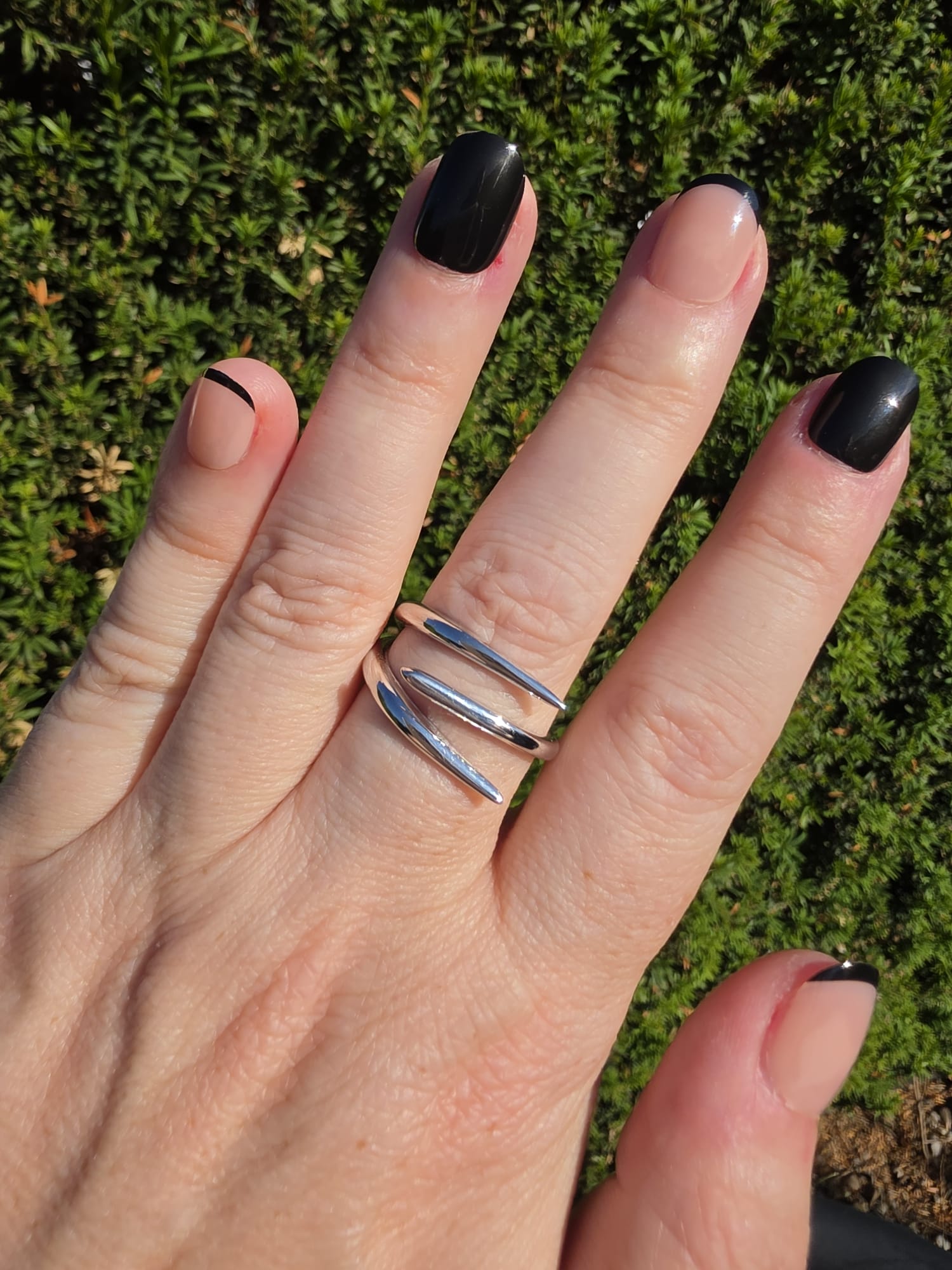 Edelstahl Ring Silber Spiral-Stäbe