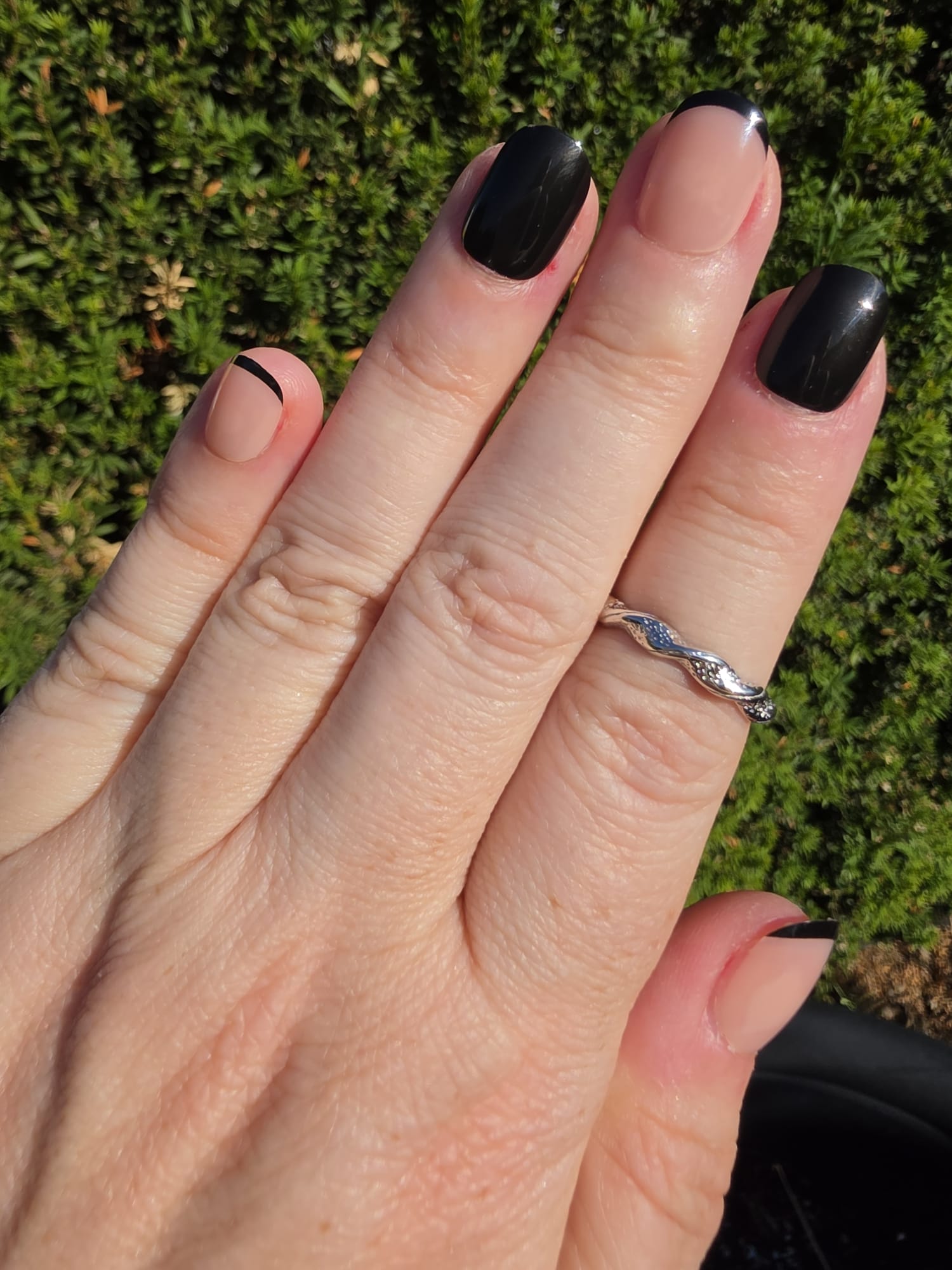 Edelstahl Ring Silber Welle Zirkonia