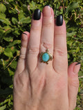 Gold Ring mit Schildkröten-Motiv und türkisem Stein