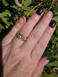 Edelstahl Ring Gold Bunte Marquise-Steine