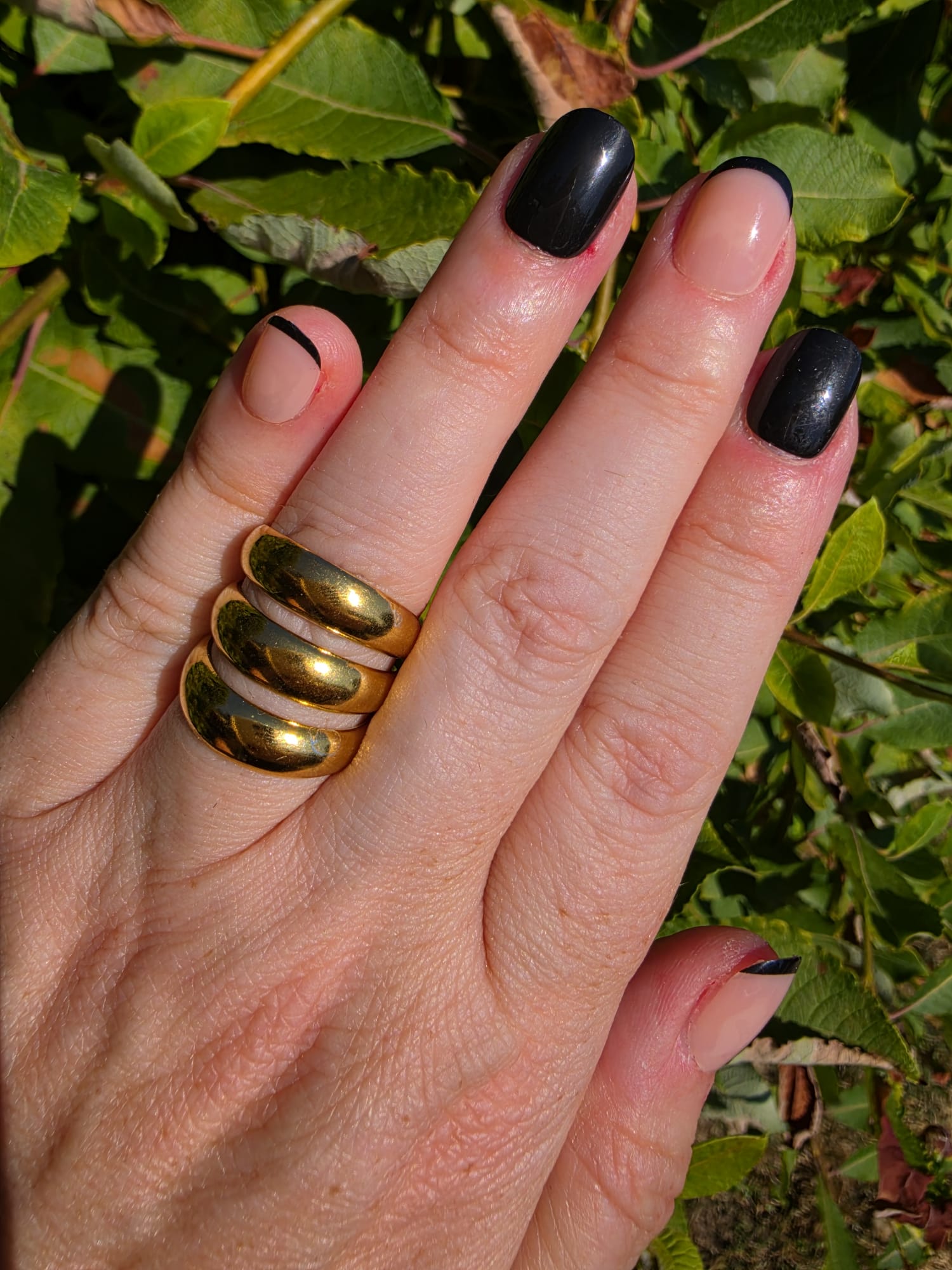 Edelstahl Ring Gold Dreifach-Wulst