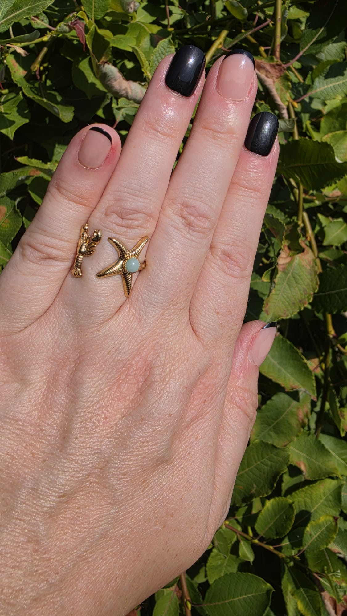 Gold Ring Seestern mit türkisem Stein