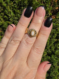 Edelstahl Ring Gold Muschel Weiße Perle Vintage