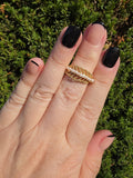 Edelstahl Ring Gold Flechtband Perlenreihe