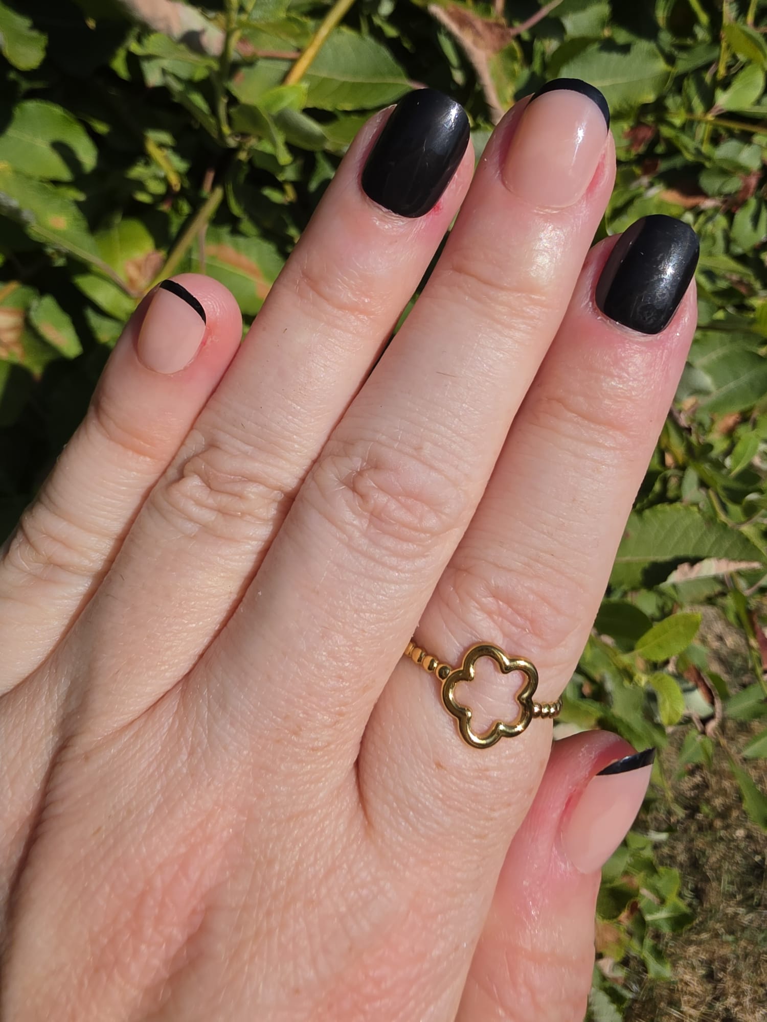 Edelstahl Ring Gold Blume