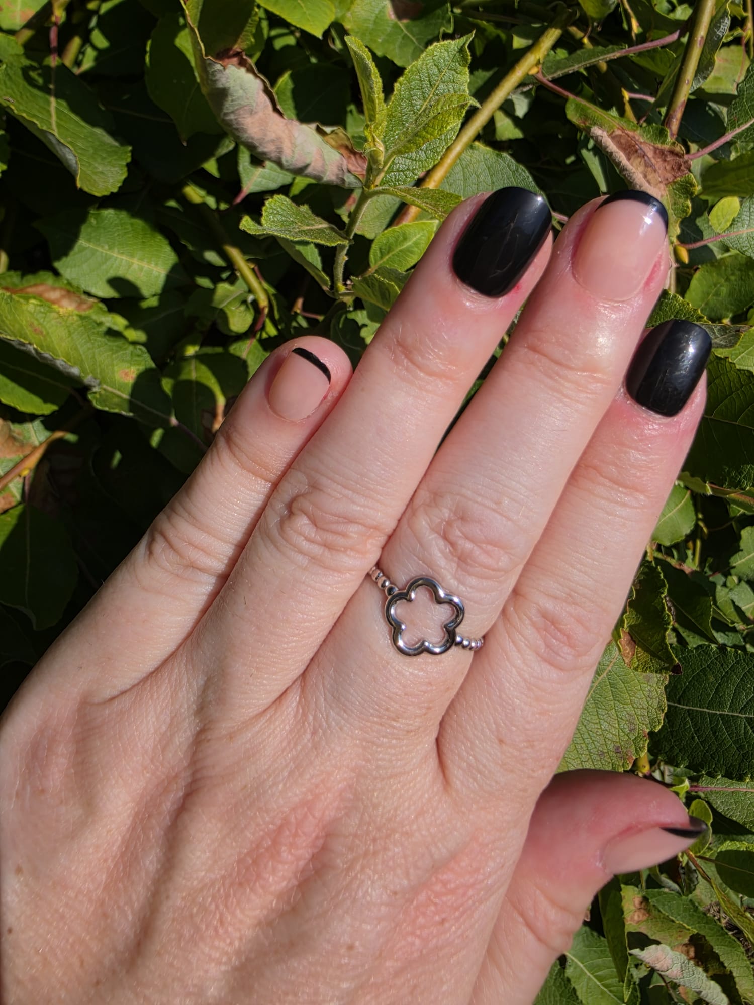 Edelstahl Ring Blume