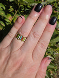 Edelstahl Ring Gold Regenbogen-Streifen
