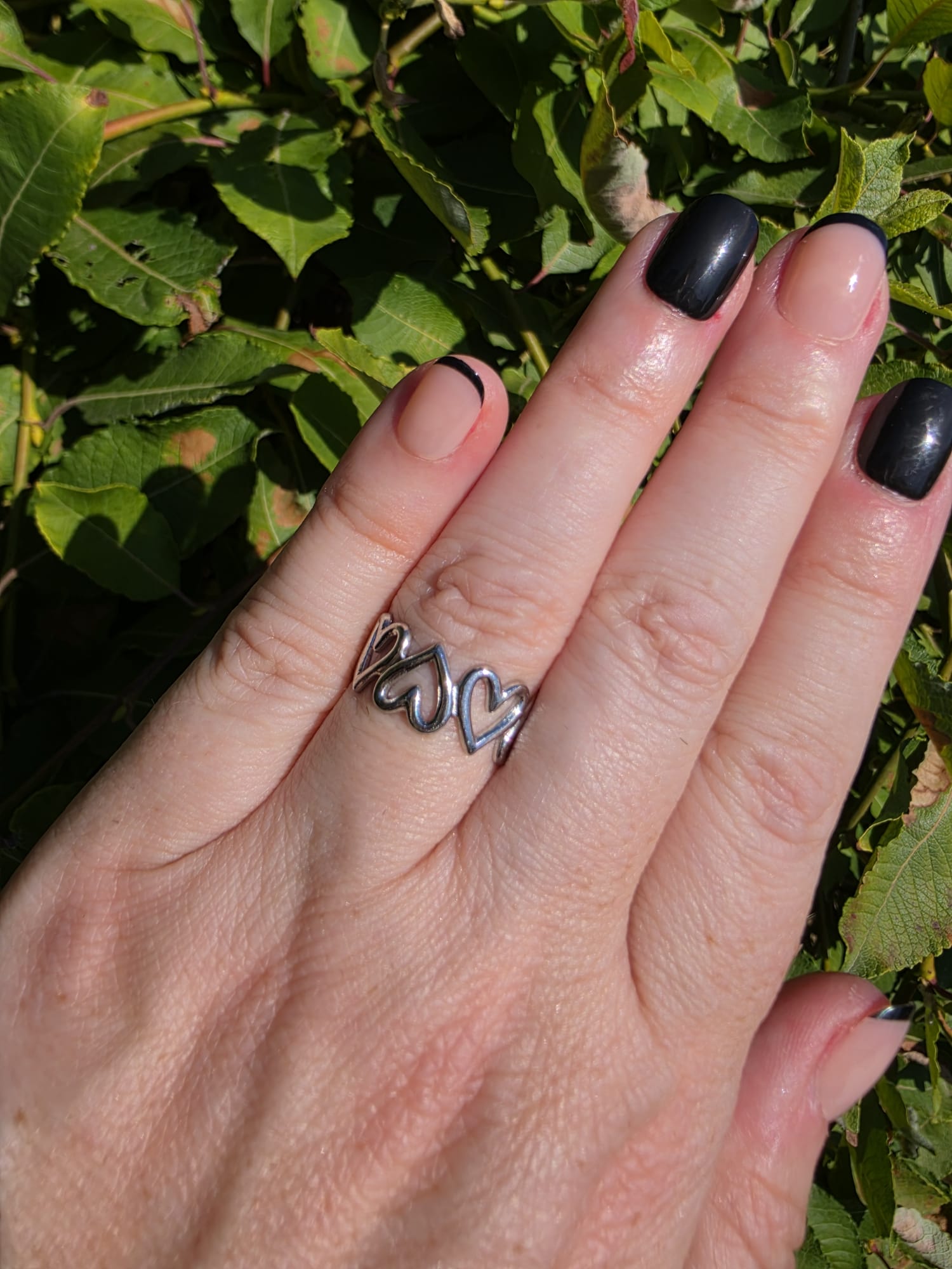 Edelstahl Ring Drei Herzen